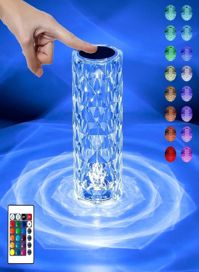 Desidiya Crystal Lamp,16 Color Changing Rose Diamond Table Lamp, USB Rechargeable Led Strip Lighting Touch Bedside Night Light with Remote Control - Image 1